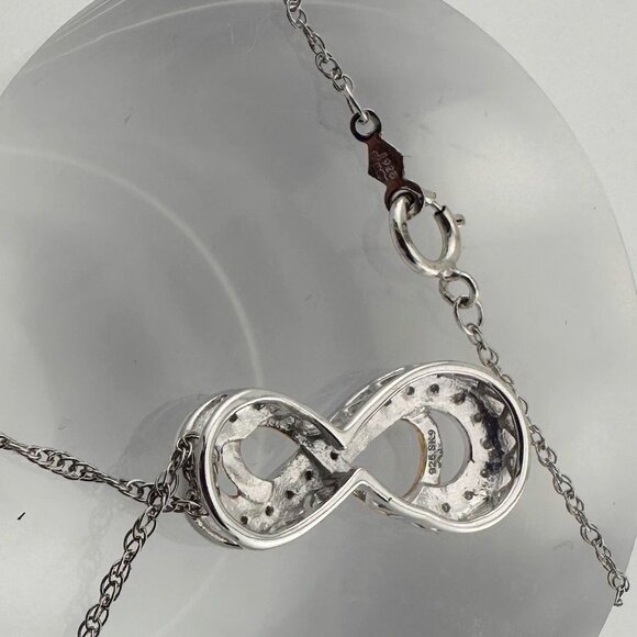 Beautiful INFINITY Necklace - 14kt Gold & Sterling Silver with Natural Diamonds - Picture 8 of 11